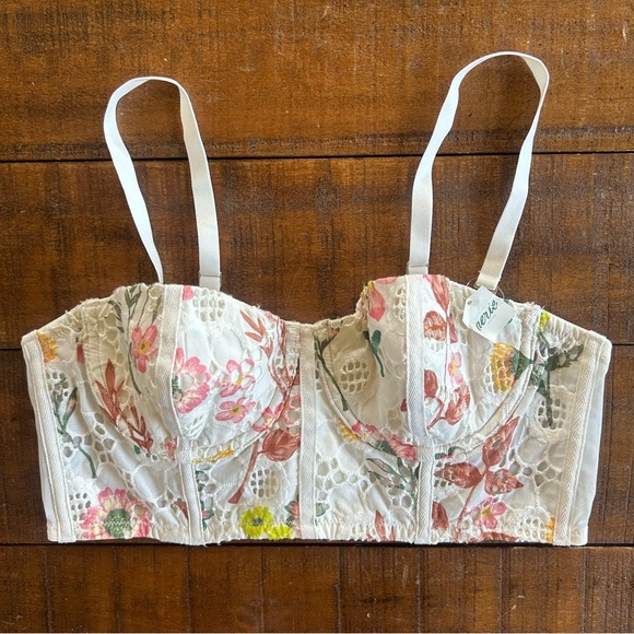 Aerie Floral Cropped Eyelet Corset Bra 36C NWT - Picture 3 of 7